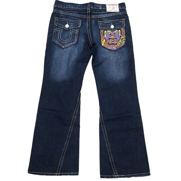 Brand New Vintage True Religion Embroidered Jeans Size 36 JOEY Blue - Picture 2 of 12